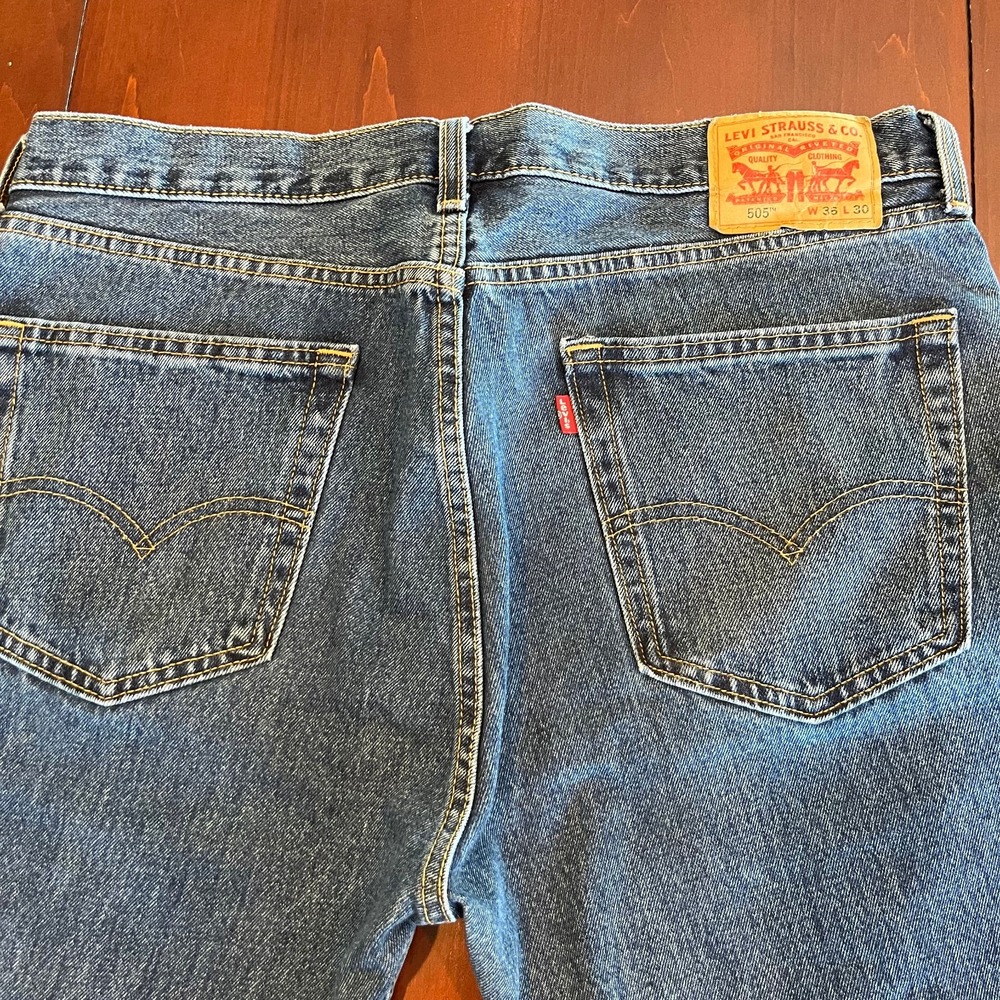 Levis 505 Regular‎ Fit Jeans Men's 36 X 29 100% Cotton Straight Leg - Picture 6 of 13